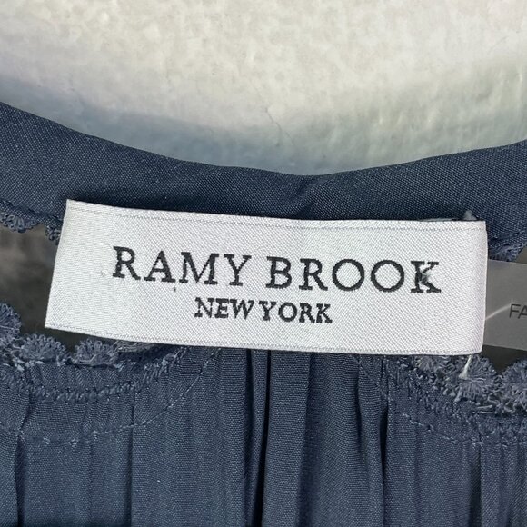 Ramy Brook Womens Small Navy Blouson Midi Dress Crochet Wrenn Flutter Sleeve - Picture 5 of 11